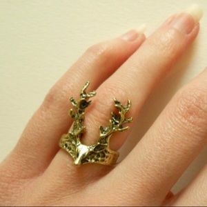 Deer Buck Antler Bronze Ring